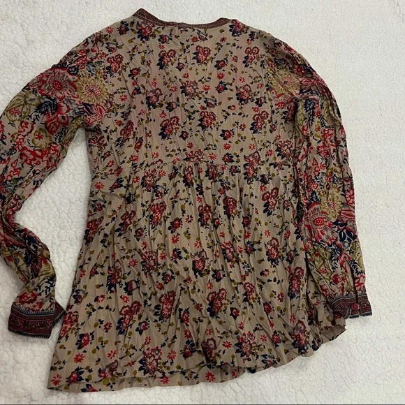 Lucky Brand Floral Print Western Boho Prairie Button up Blouse Size Small - Picture 6 of 7